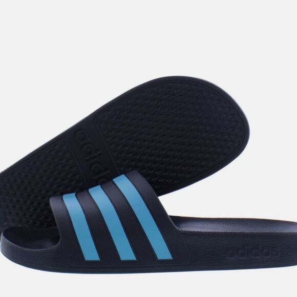 Adidas Adilette Slide Sandals- Legend Ink Bright Cyan - Picture 1 of 10